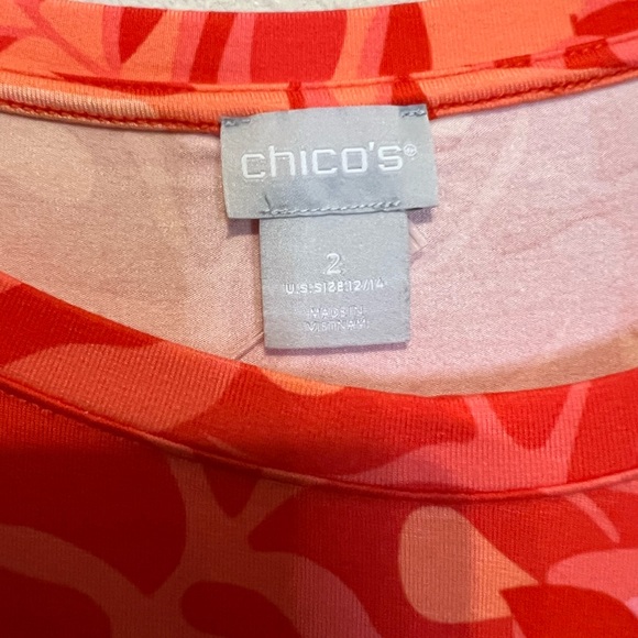 Chico's Red and Pink Patterned Top - Picture 4 of 6